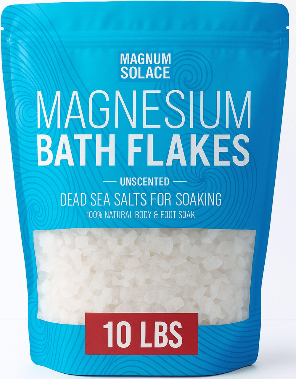 Magnum Solace copos de magnesio para baño, se disuelven en agua para un baño cómodo.