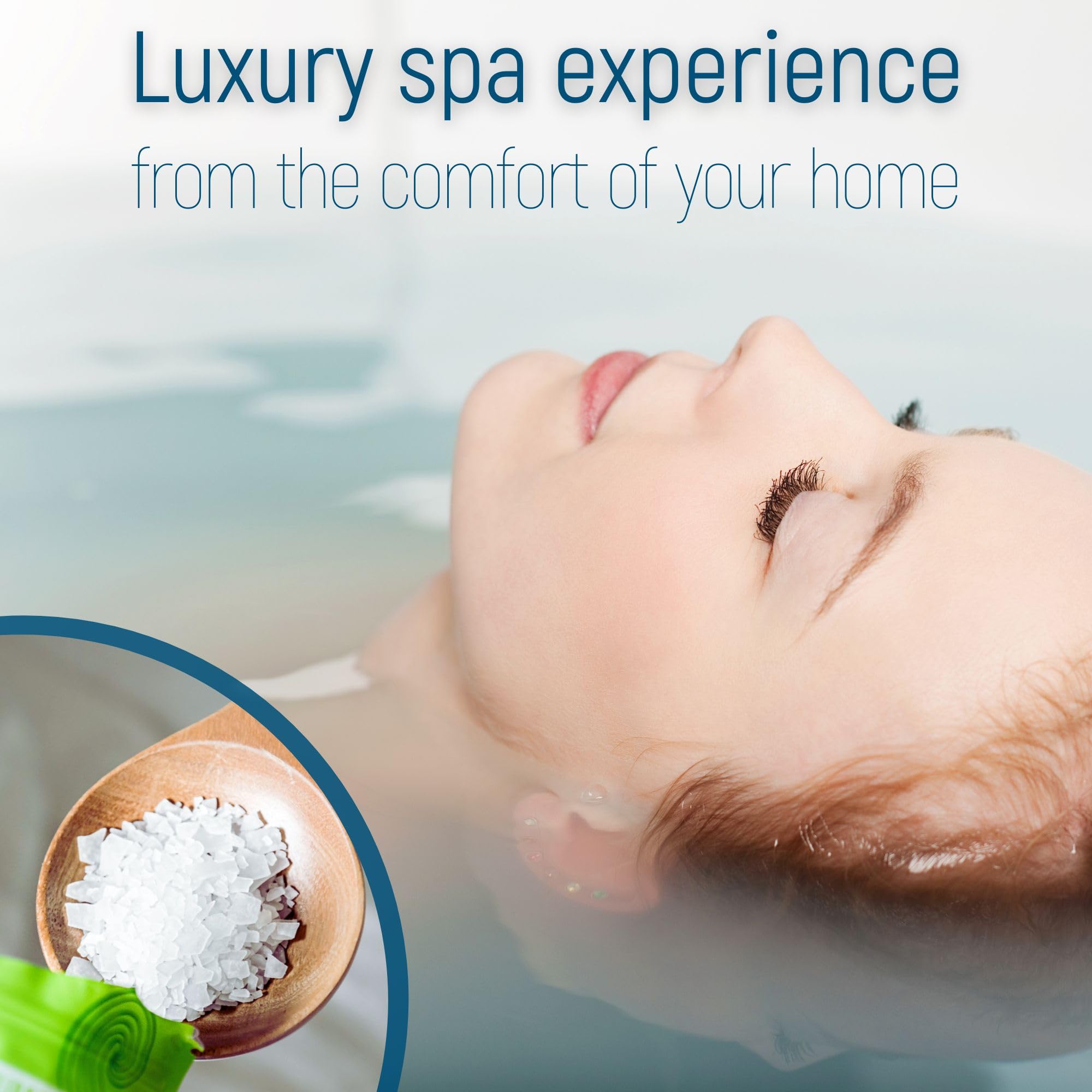 Magnum Solace Dead Sea salts soaking scene highlights mineral-rich bath benefits.