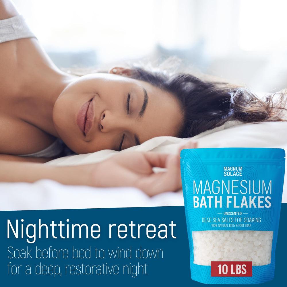 Magnum Solace loción de magnesio para cuidado corporal después del baño.