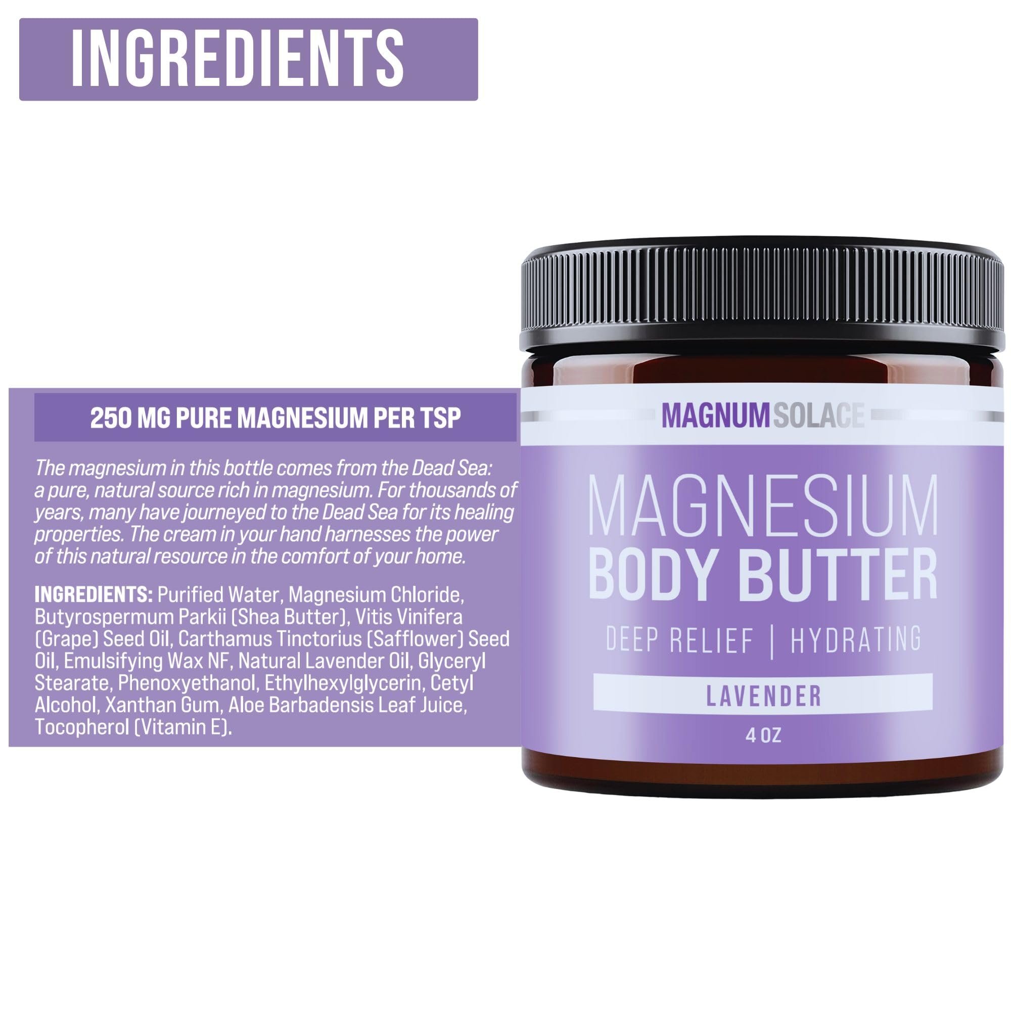 Magnum Solace lavender-rich formula delivers soothing skin feel with quick absorption.