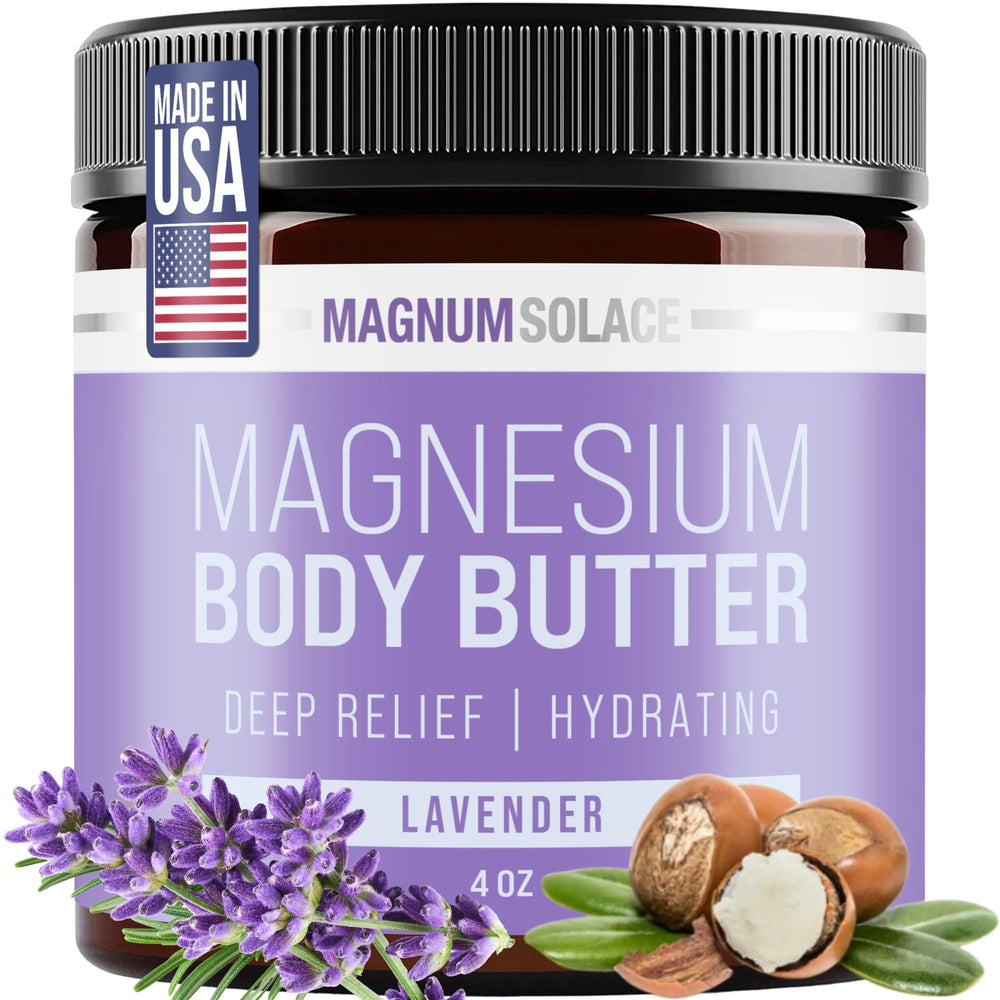 Magnum Solace magnesium body butter night-time jar ready for night ritual.