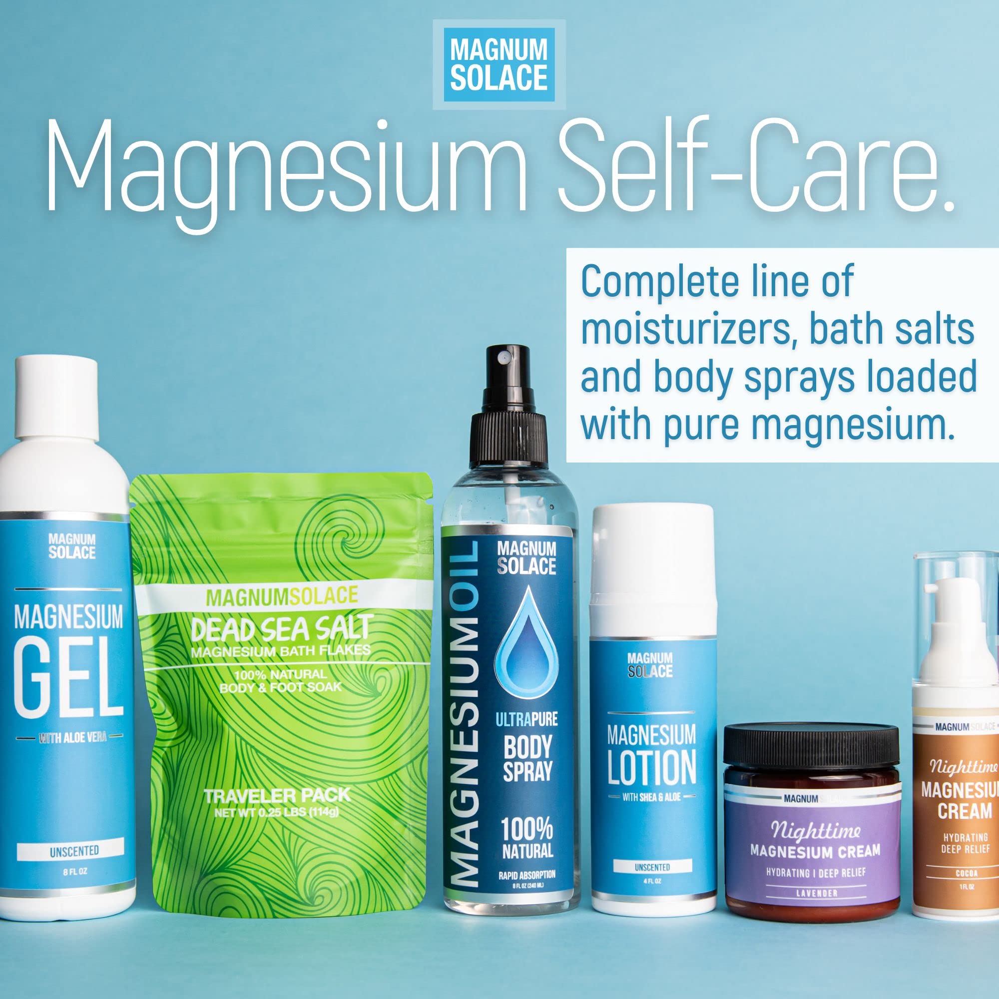 Magnum Solace magnesium cream application demonstrates post-soak hydration pairing.