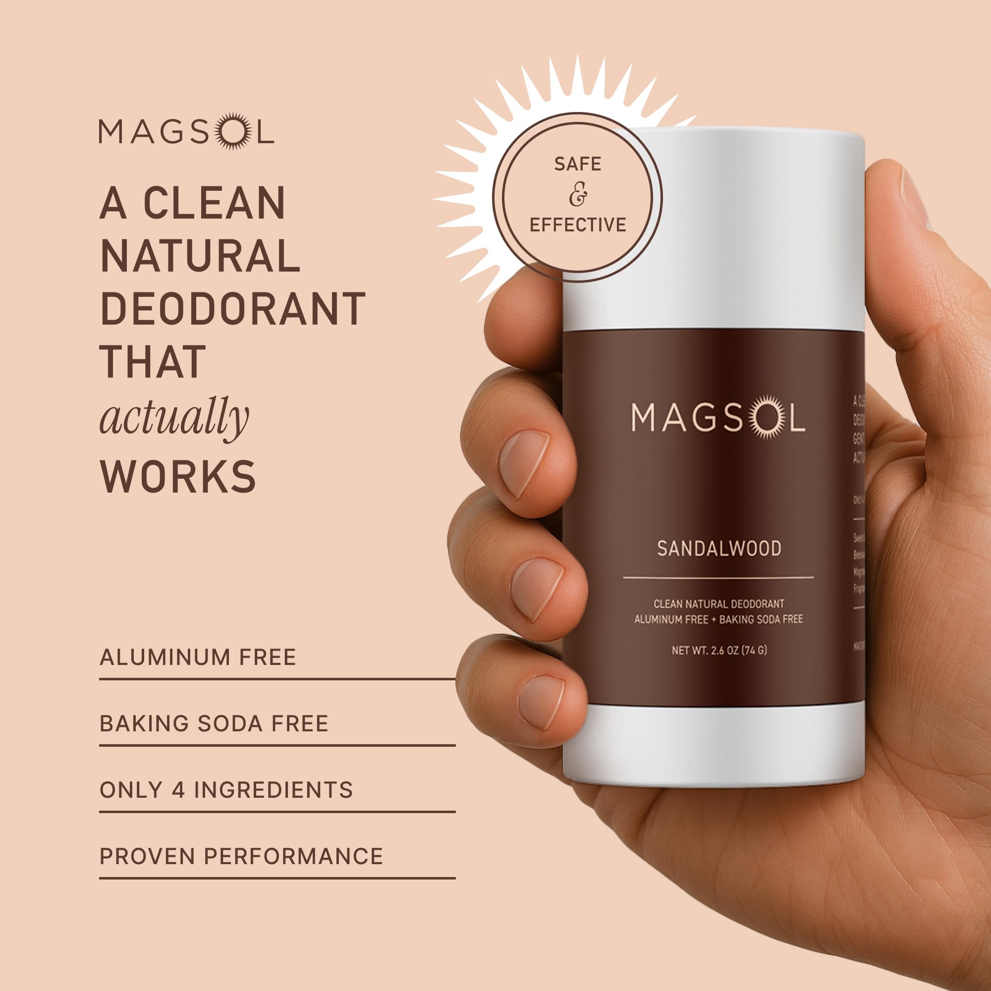 MagSol desodorante magnesio con aceite de almendra dulce para piel suave.