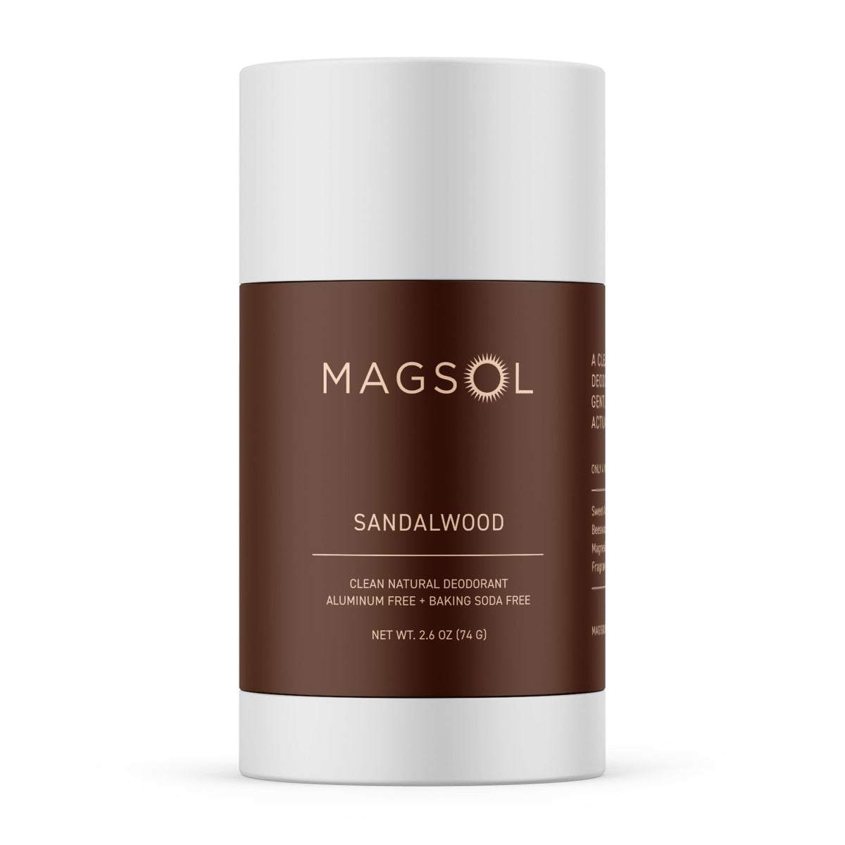 MagSol desodorante magnesio para hombres con sandalo, proteccion duradera sin irritacion.