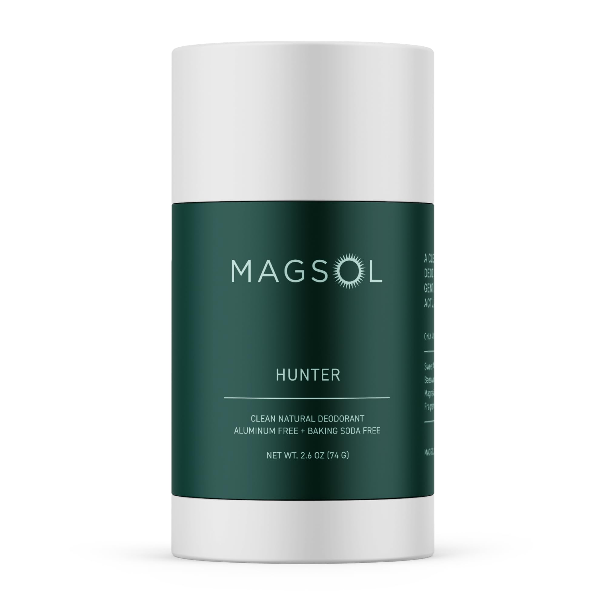 MagSol magnesium deodorant bottle front with aluminum-free odor protection