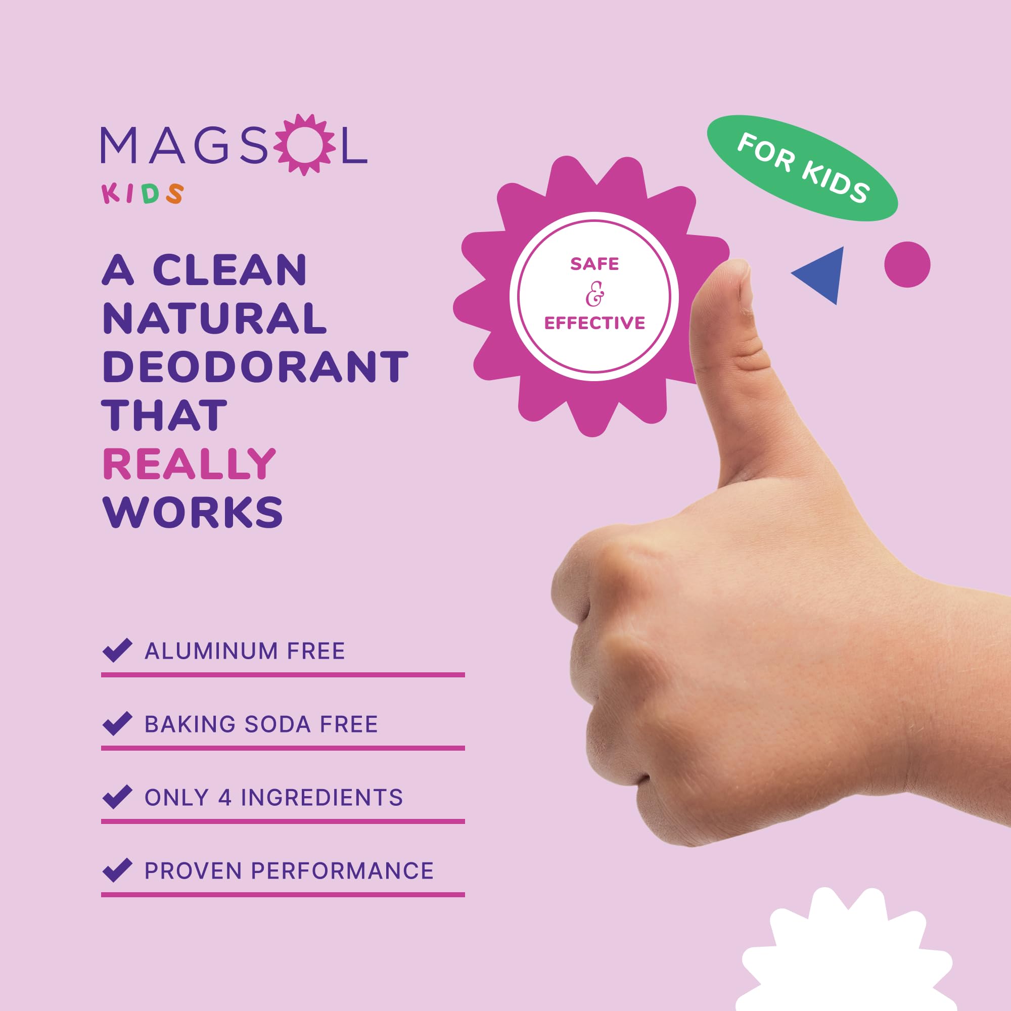 MagSol Organics desodorante para niños sin aluminio, cuidado de piel sensible.