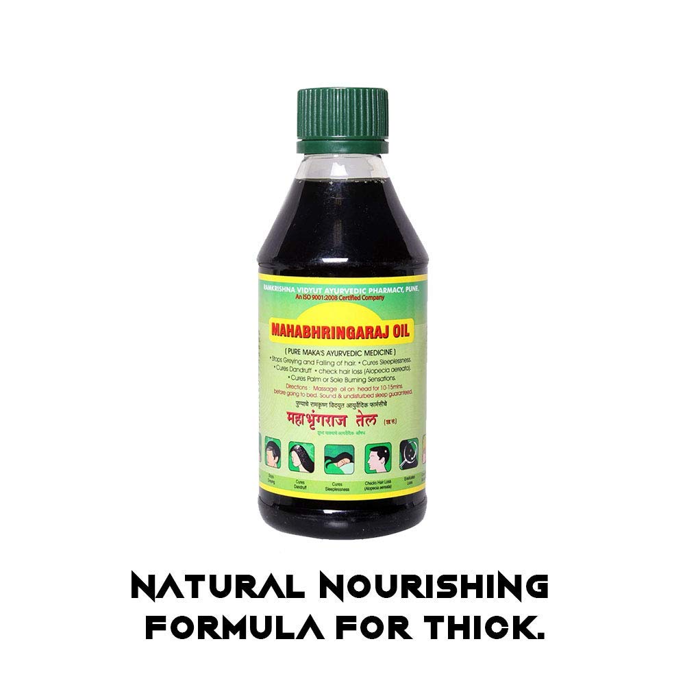 Mahabhringaraj Oil pour demonstrates easy nightly scalp application