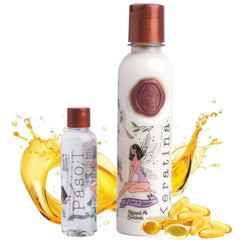 Maike Amour Ritual Botanico Keratin Organic bottle promises glossy, smooth hair.