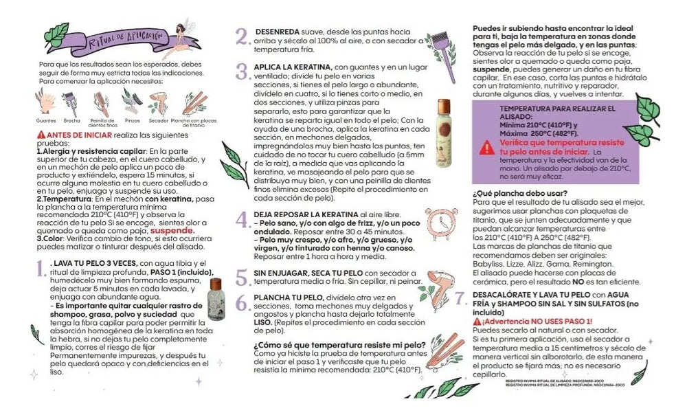Maike Amour Keratin Organic instruction leaflet included for reference.