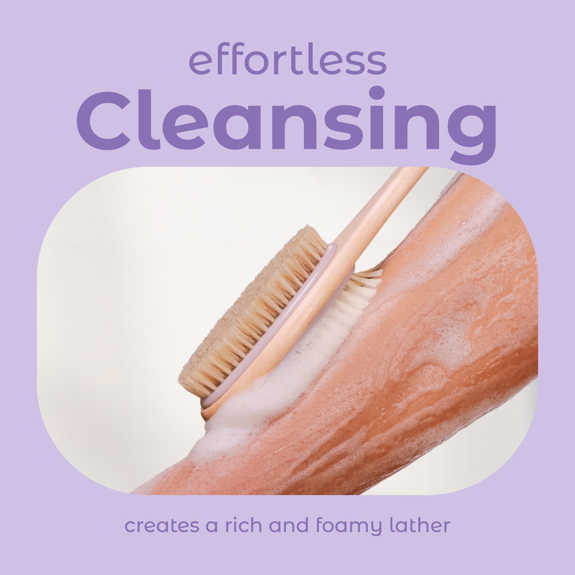 Cerdas naturales firmes de MainBasics para exfoliar suavemente.