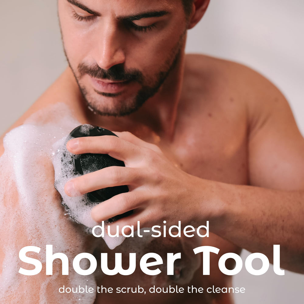 MainBasics herramienta de ducha 2 en 1 con exfoliante profundo para piel renovada