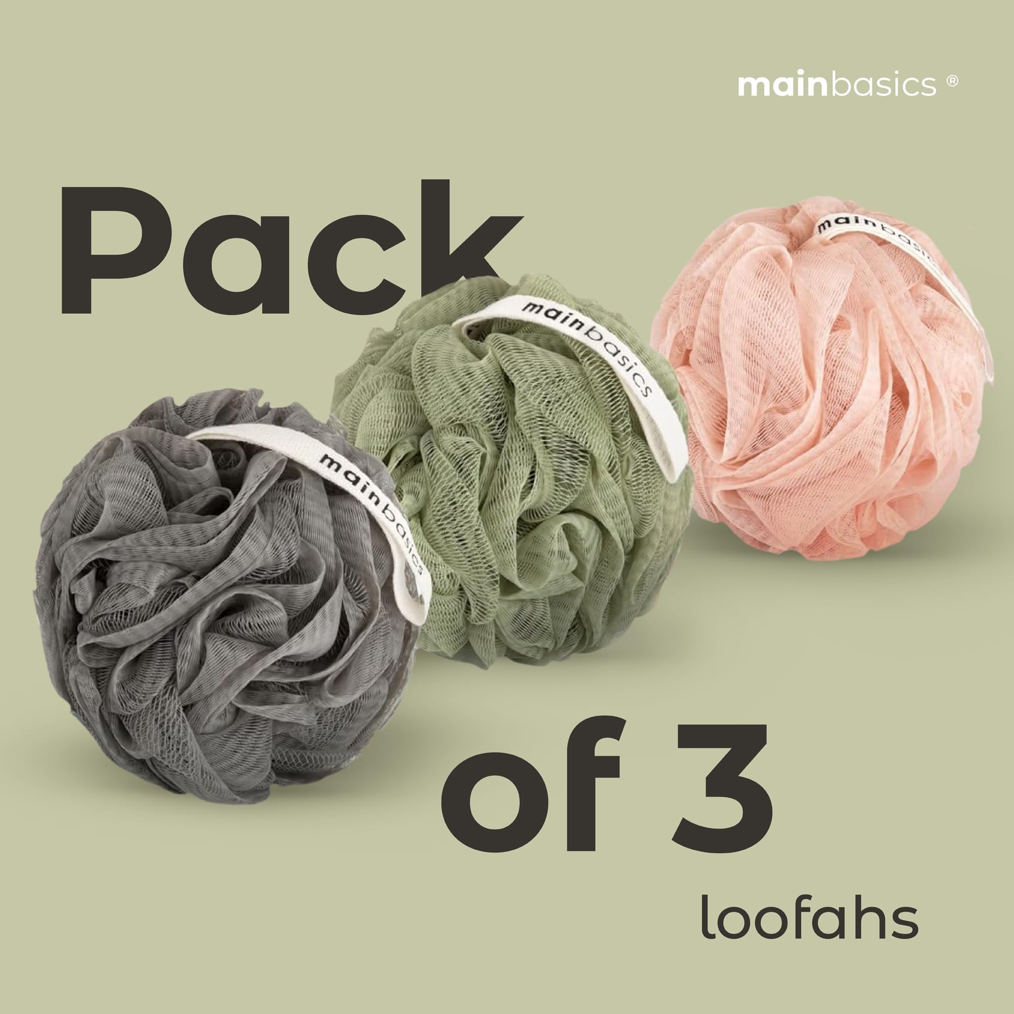 MainBasics Earthy Love lufa ducha uso diario, secado rápido.