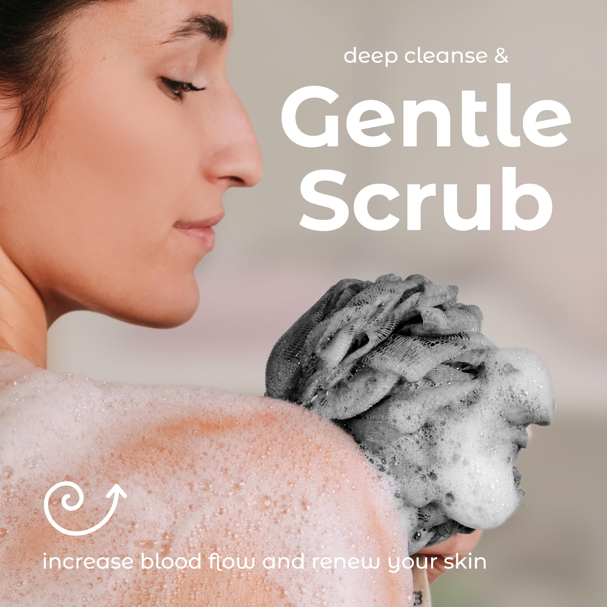MainBasics Earthy Love lufa ducha genera espuma abundante al usar gel.