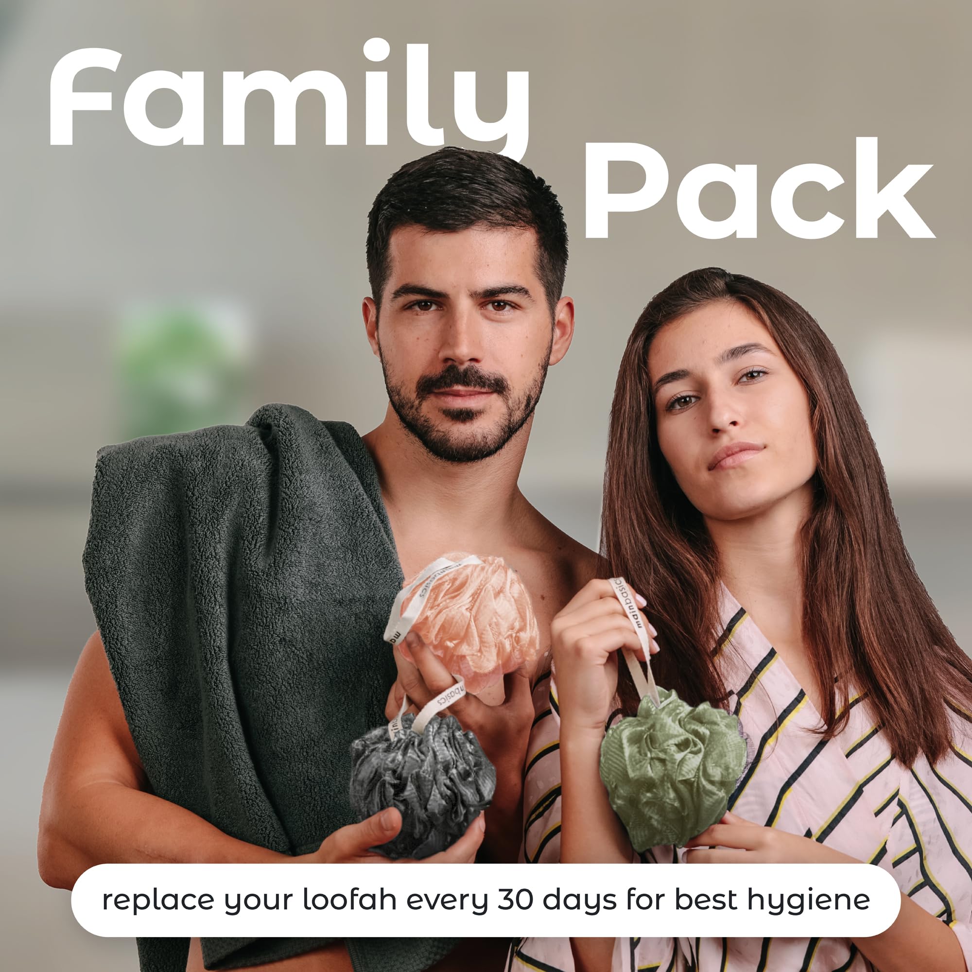 MainBasics Earthy Love set de 3 lufas, ideal para compartir en familia.