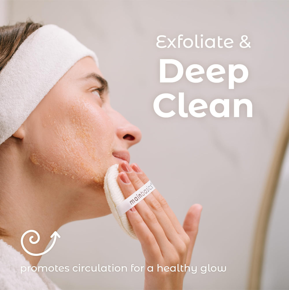 MainBasics esponjas exfoliantes faciales, uso diario para rutina de cuidado suave.