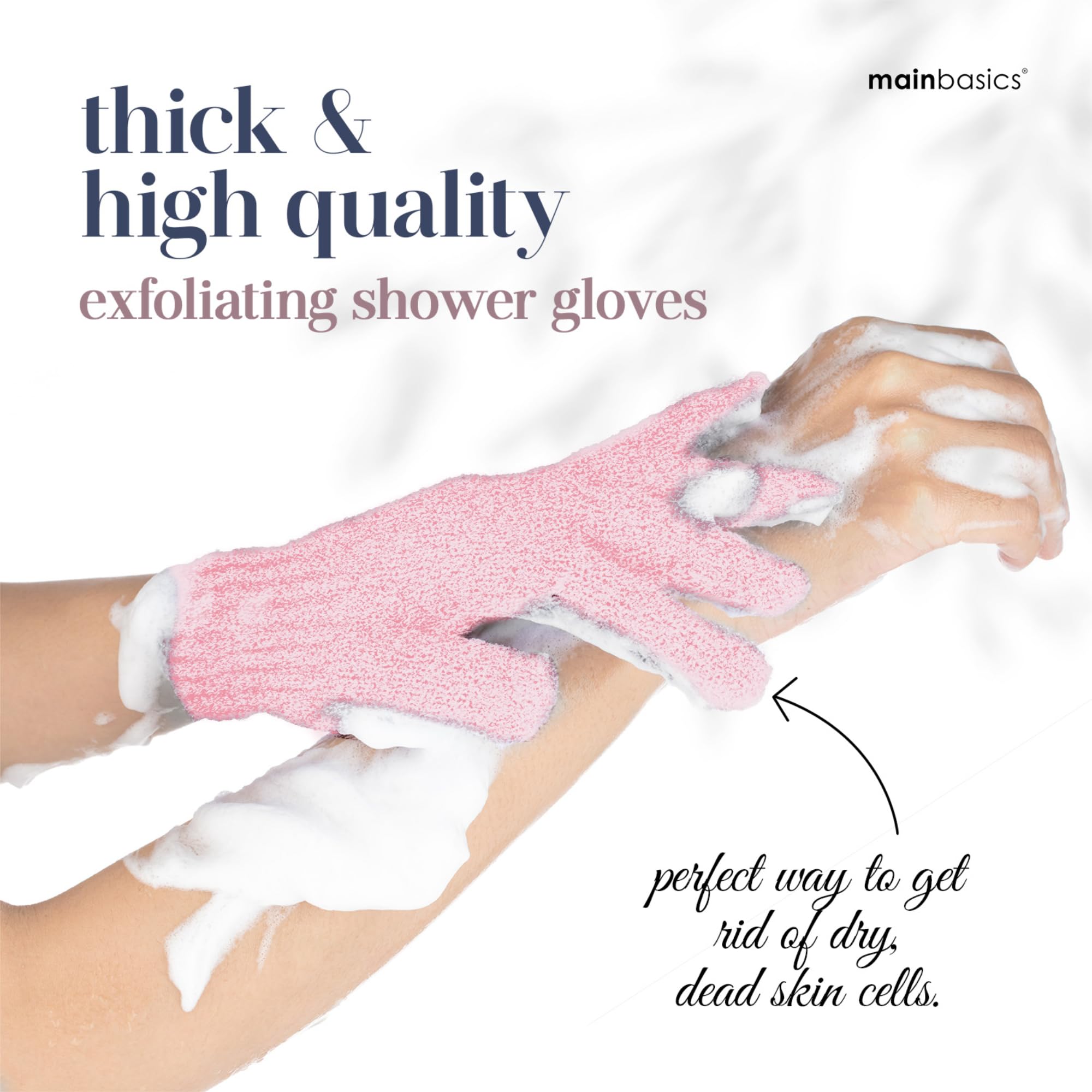 Guante MainBasics de nylon de alta calidad para exfoliar la piel.