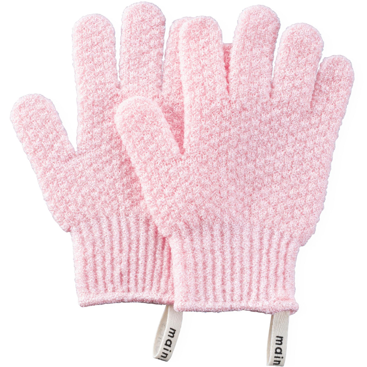 Guantes exfoliantes MainBasics con textura fuerte para exfoliar la piel.