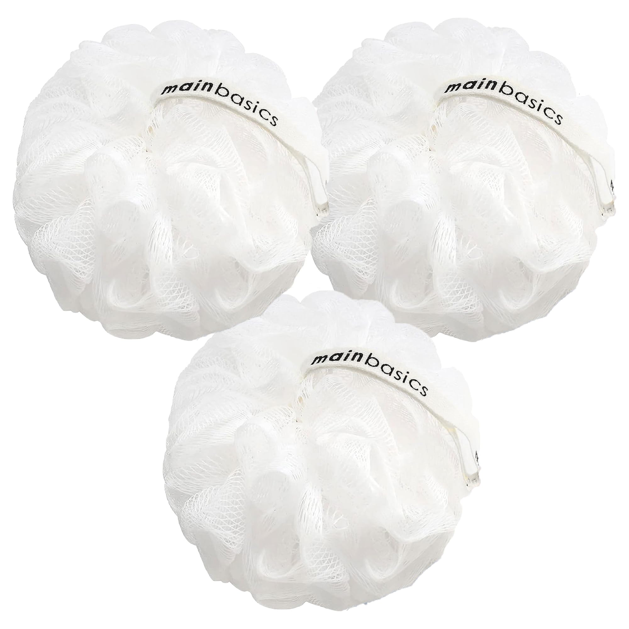 MainBasics lufa ducha 3 piezas nieve blanca para limpieza suave y exfoliación diaria.