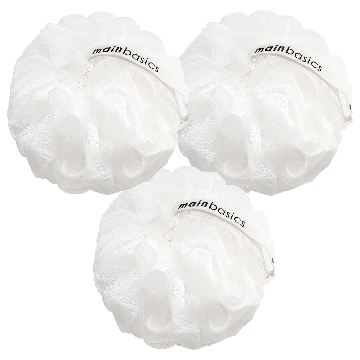 MainBasics lufa ducha 3 piezas nieve blanca para limpieza suave y exfoliación diaria.