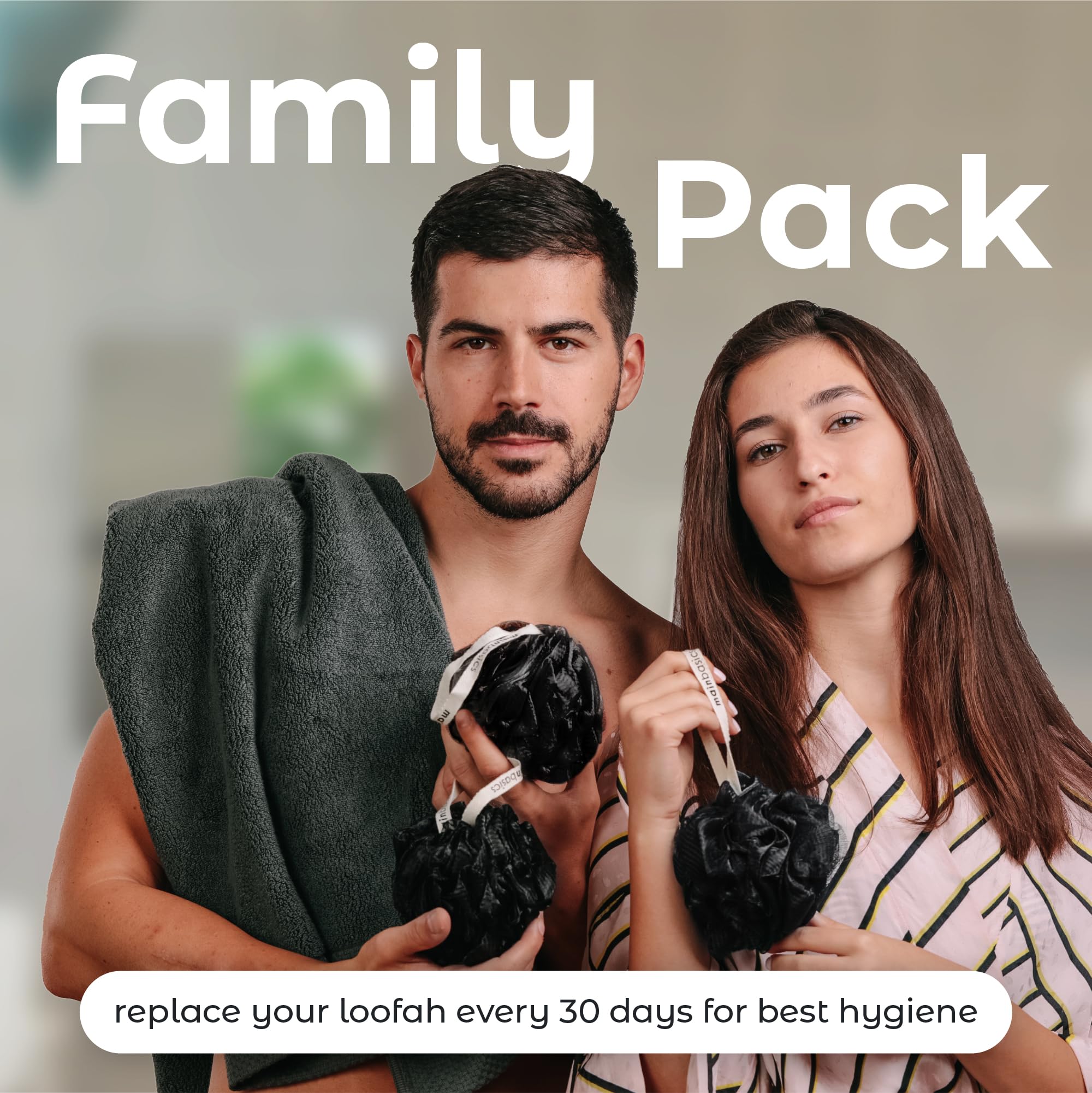 MainBasics esponjas de baño para toda la familia, higiene práctica.