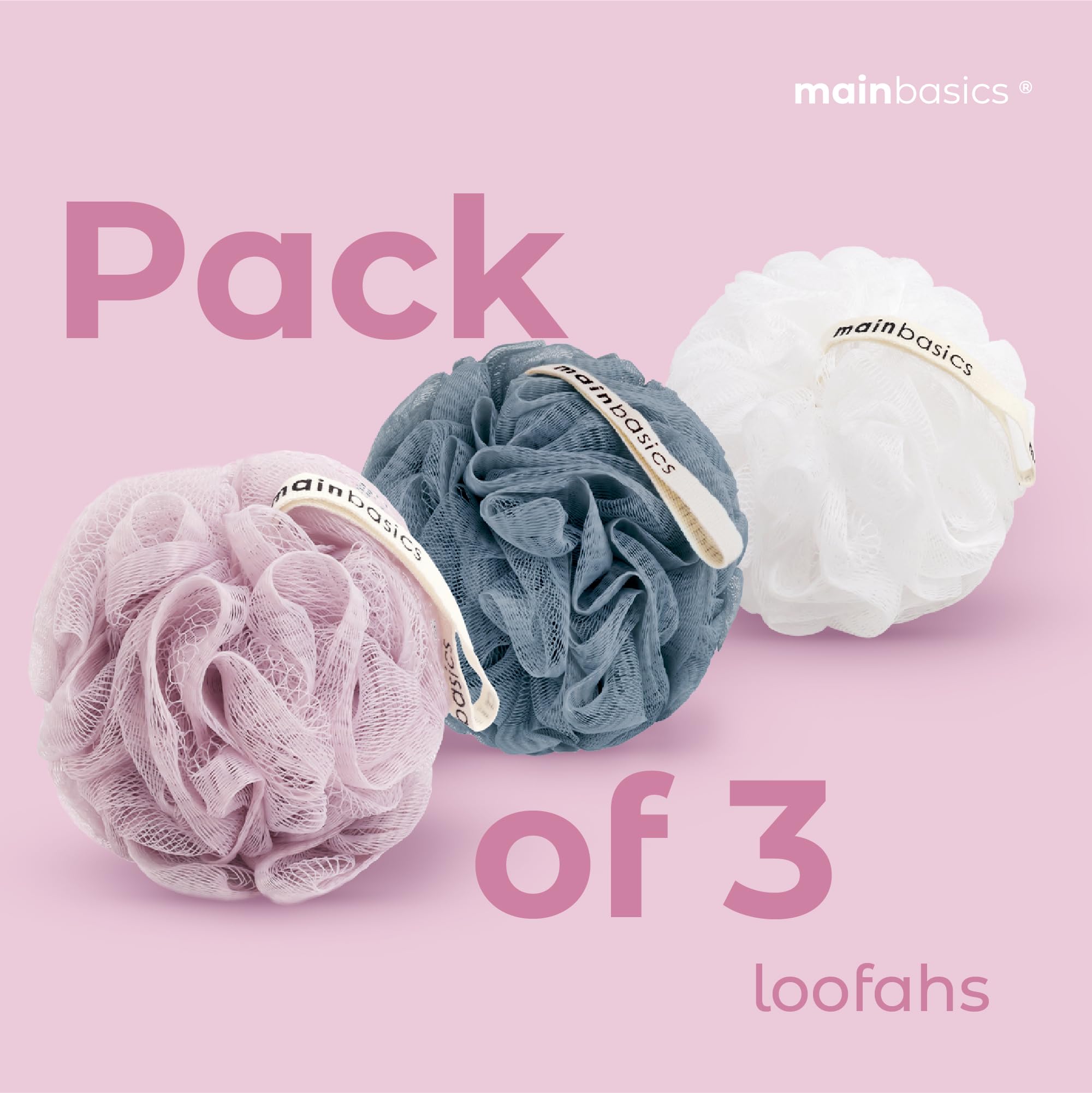 MainBasics lufa con cuerda para colgar, higiene y secado rápido.