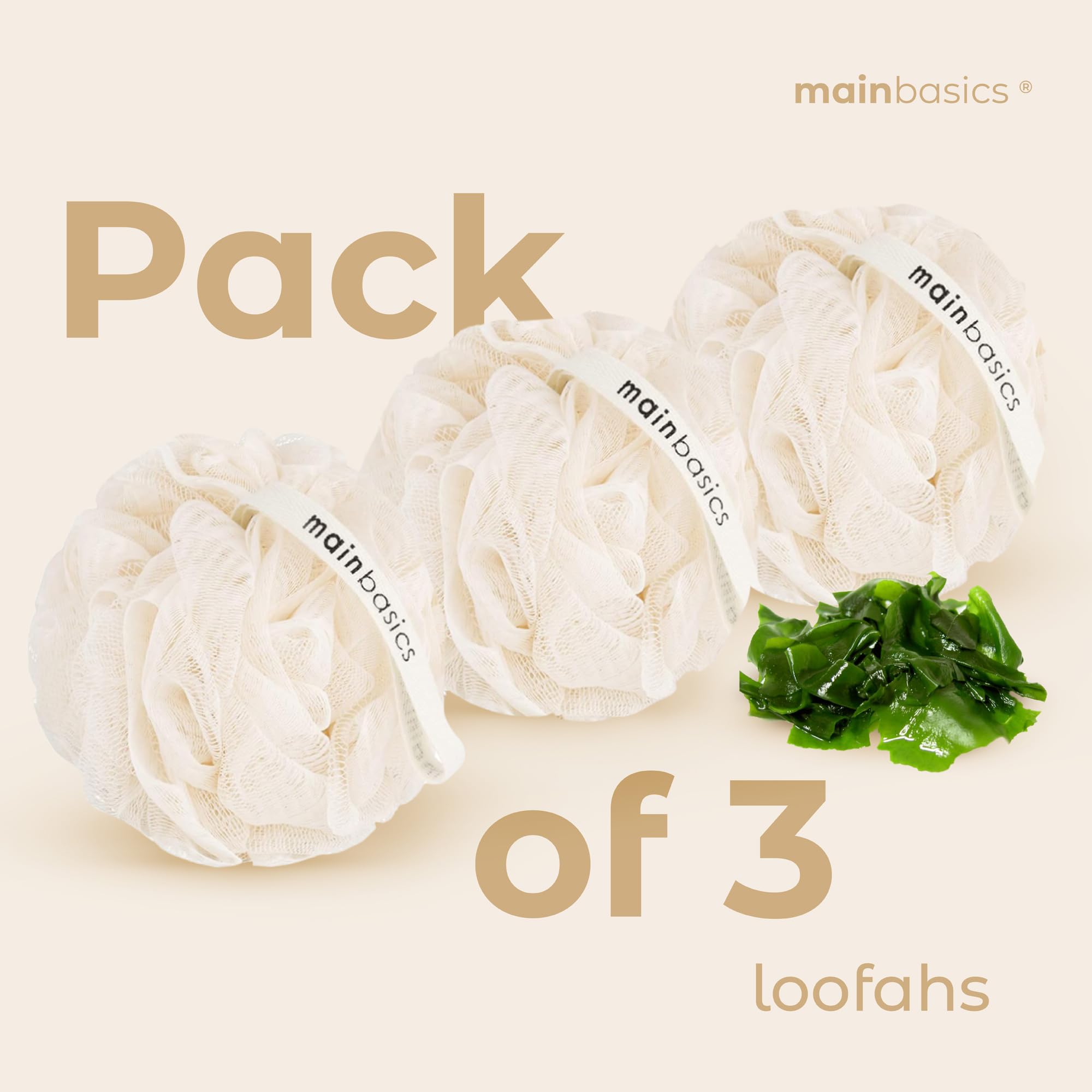 MainBasics lufa ducha algas, espumación lujosa para maximizar la espuma.