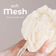 MainBasics lufa ducha algas, nudo resistente para uso prolongado.