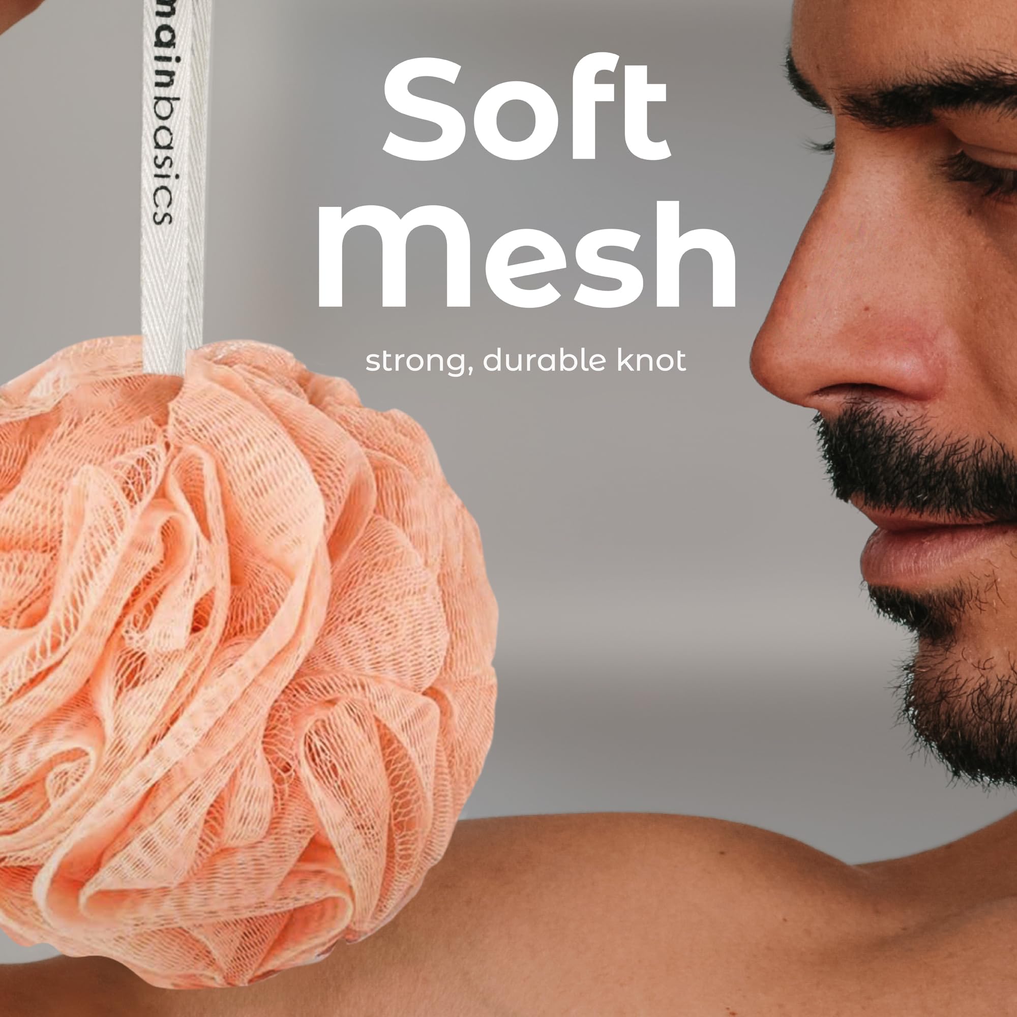 MainBasics lufa de ducha, diseño de nudo resistente para mayor durabilidad.