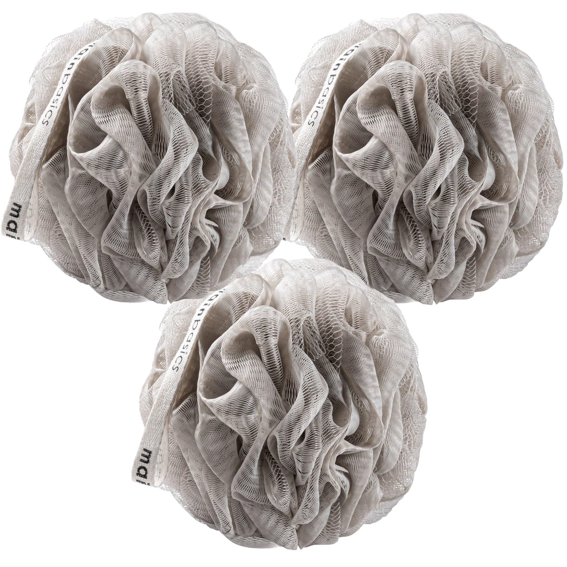 MainBasics lufa ducha set-3 taupe, suave y apta para piel sensible