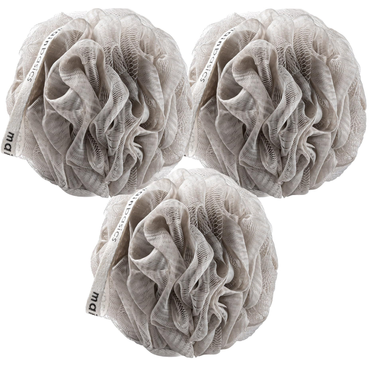 MainBasics lufa ducha set-3 taupe, suave y apta para piel sensible