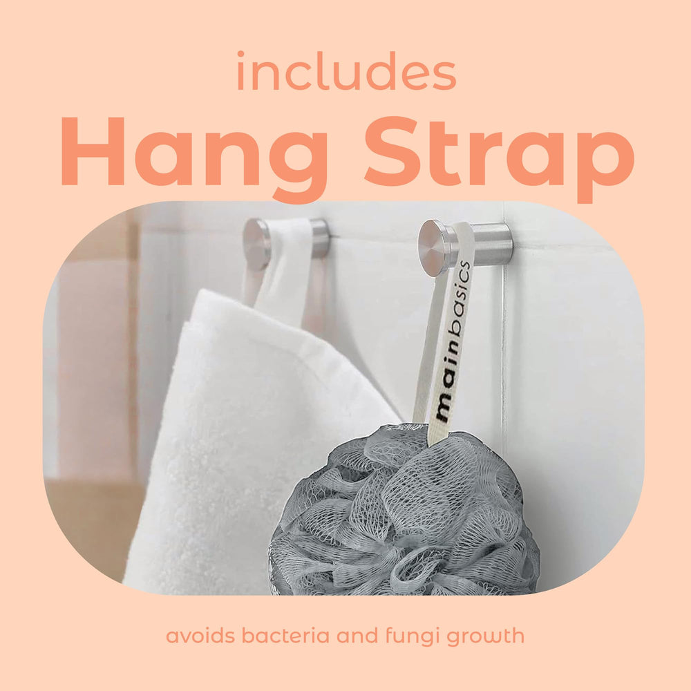 MainBasics lufa de ducha, paquete triple para varias personas y rutinas diarias.