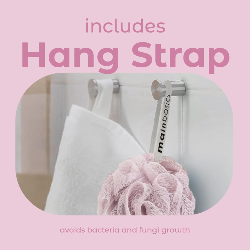 MainBasics set de 3 lufas rosadas para higiene familiar diaria