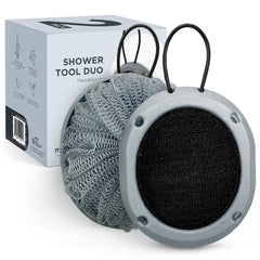 MainBasics Shower Tool Duo loofah sponge provides soft lather for daily cleansing.