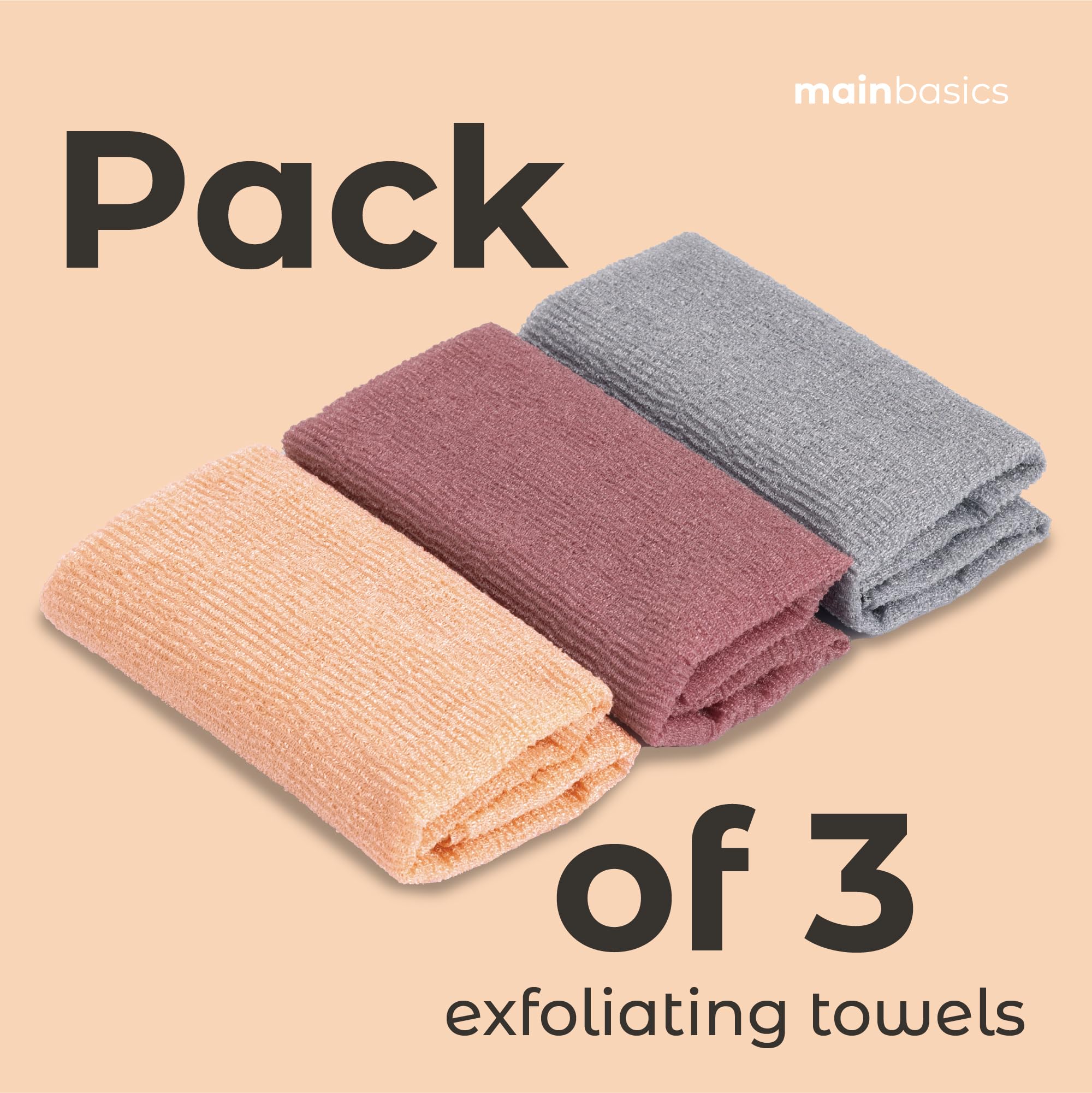 Conjunto de 3 toallas exfoliantes MainBasics para rotar