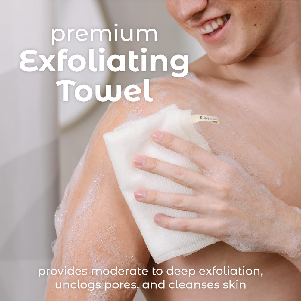 MainBasics toalla exfoliante, textura única para limpieza profunda con espuma