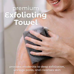 MainBasics toalla exfoliante con tejido texturizado para exfoliación equilibrada.
