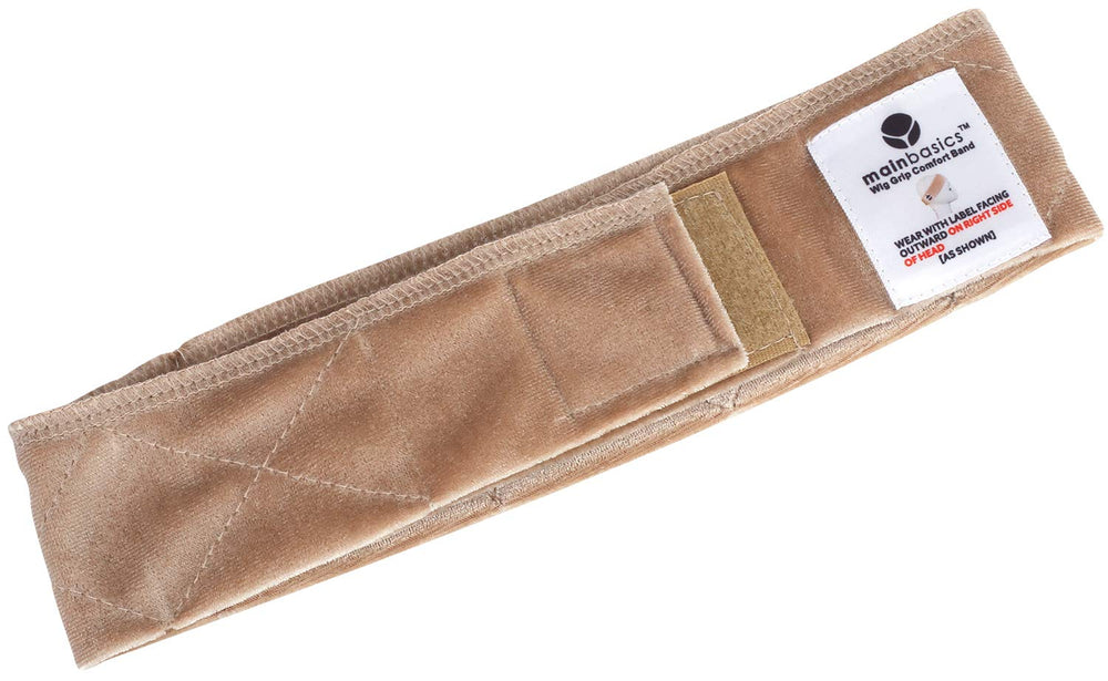 MainBasics wig grip band beige soft velvet detail enhances comfort