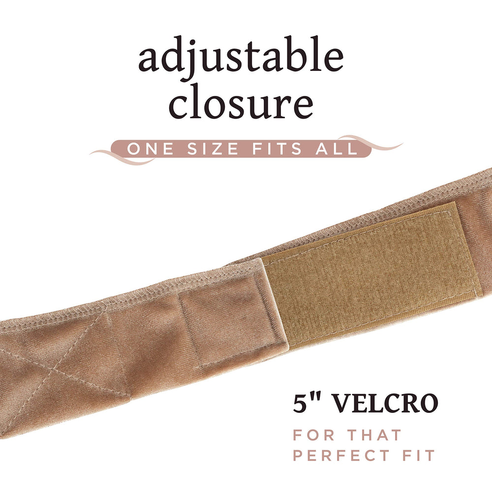 MainBasics wig grip band beige with Velcro closure shows adjustable secure fit