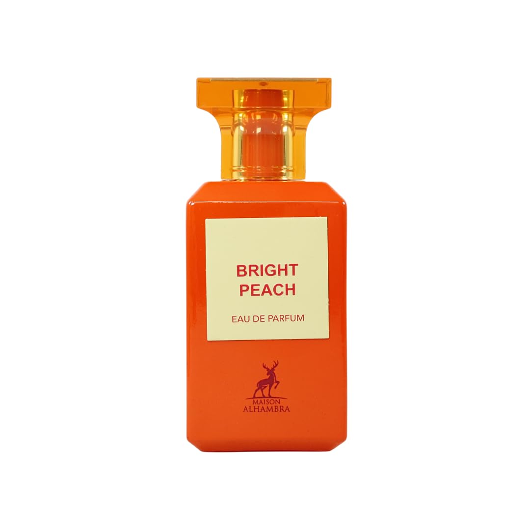 Maison Alhambra Coral Blush label close-up highlights elegant branding.