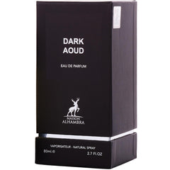 Maison Alhambra Dark Aoud packaging, ideal gift choice for fragrance lovers.