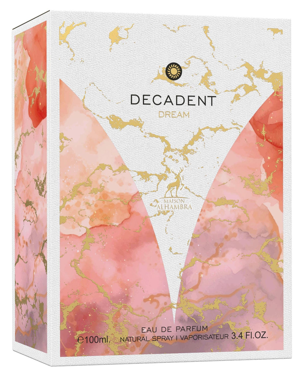 Maison Alhambra Decadent Dream amber-floral core visually embodies a luxurious aura for evening wear.