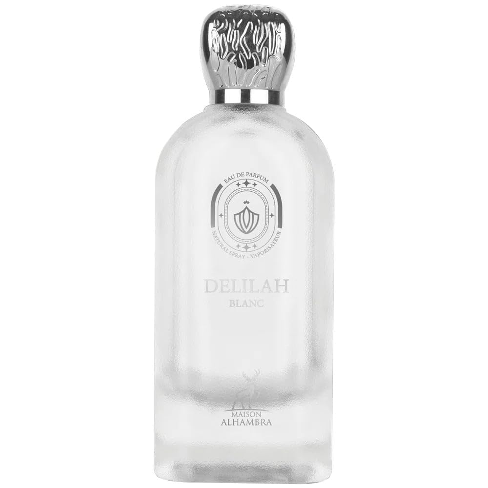 Maison Alhambra Delilah Blanc bottle front highlights citrus-floral allure for daily wear.