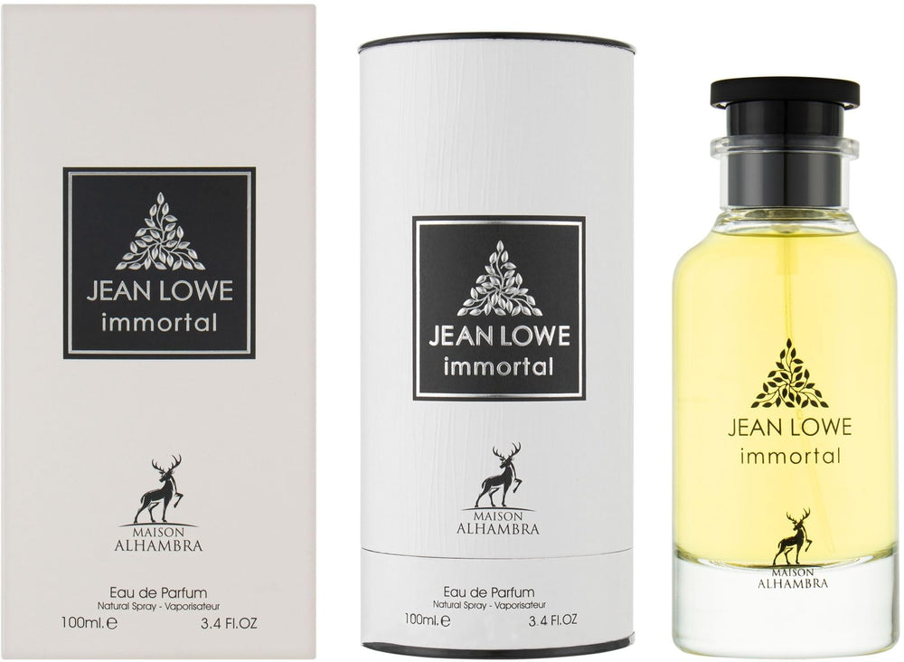 Maison Alhambra Jean Lowe Immortel packaging box conveys luxury and gift-ready presentation.