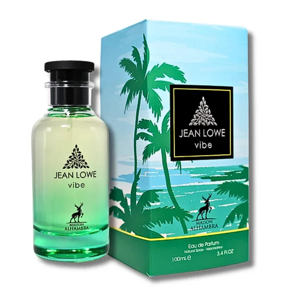Maison Alhambra Jean Lowe Vibe bottle front shows a sleek design and citrus-forward vibe
