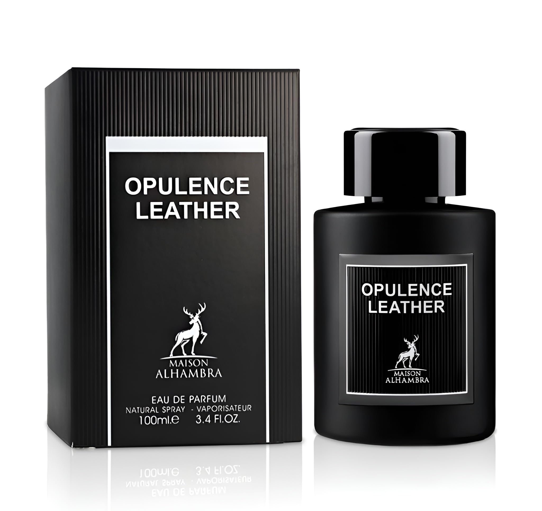 Maison Alhambra Opulence Leather close-up reveals rich leather notes for evening occasions