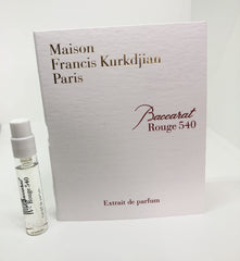 Close-up of Baccarat Rouge 540 Extract perfume bottle side view with branding for on-the-go testing