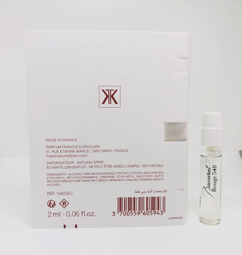 Portable 2ml Baccarat Rouge 540 Extract vial for travel-friendly scent exploration