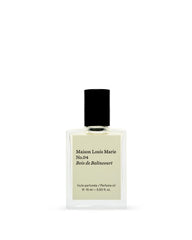 Maison Louis Marie No.04 Bois de Balincourt roll-on bottle highlighting warm woody scent for everyday wear.
