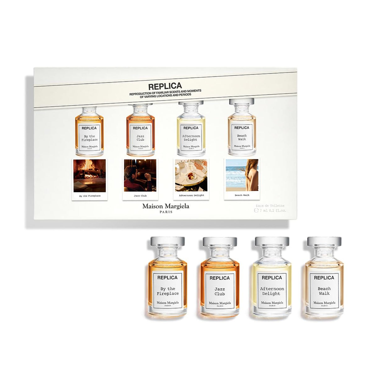 Maison Margiela Replica Beach Walk bottle close-up for travel-friendly summer memories.