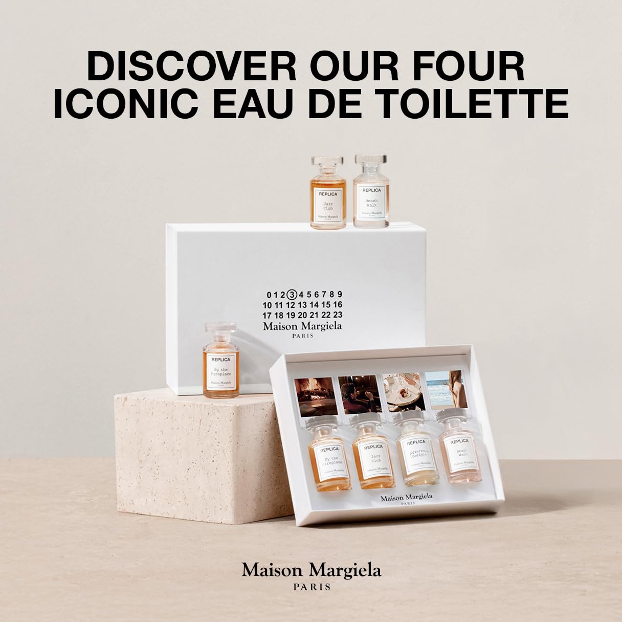 Maison Margiela Replica beach-walk bottle with travel-case, everyday scent ritual.